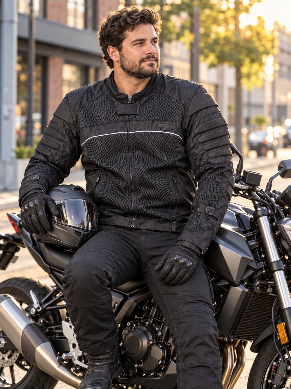 BILT Men’s 3XL Armored Mesh Motorcycle Riding Jacket Black